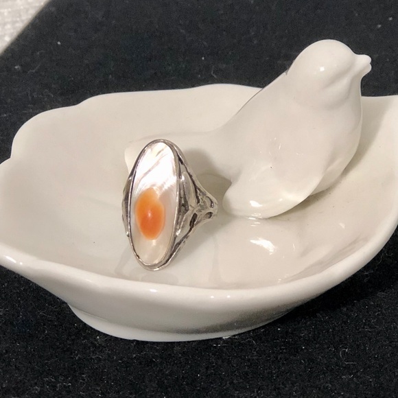 Vintage Jewelry - Art Nouveau Sterling Silver Blister Pearl Ring